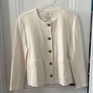 Banana Republic Factory Cream Collarless Cropped Jacket